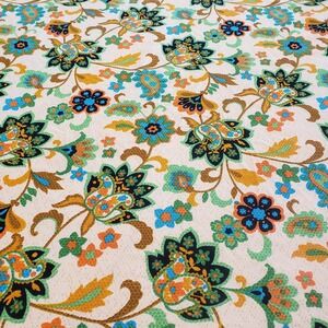 Rectangle Fabric Panel 102"X81" Paisley Floral Boho Orange Brown Green Lot Of 2
